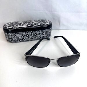 Brighton Sunglasses KISS Black Arms Jeweled Handmade USED Light Wear Aviator